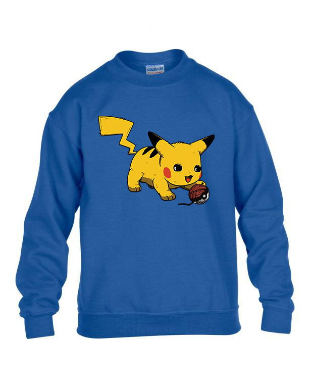 Pokemon Pikachu Macska Macskás Kék Gyerek Pulóver