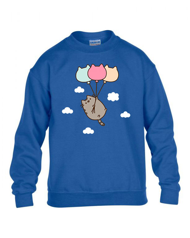 Pusheen macska macskás lufi cica cicás Kék Gyerek Pulóver