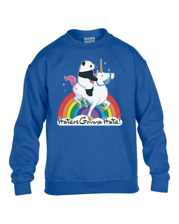 haters gonna hatte unikornis panda Kék Gyerek Pulóver