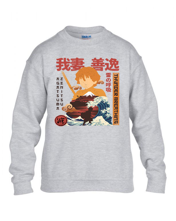 zenitsu demon slayer Sportszürke Gyerek Pulóver