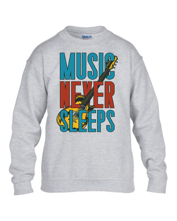 Music Never Sleeps gitár gitáros Sportszürke Gyerek Pulóver