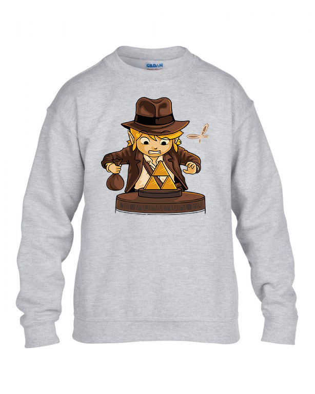Link indiana jones gamer humor Sportszürke Gyerek Pulóver