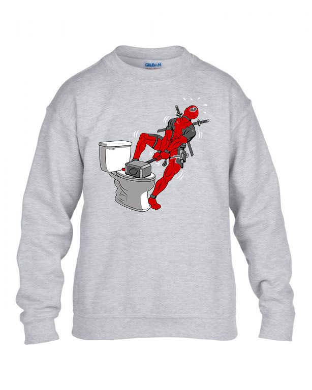 deadpool thor mjolnir kalapács humor Sportszürke Gyerek Pulóver