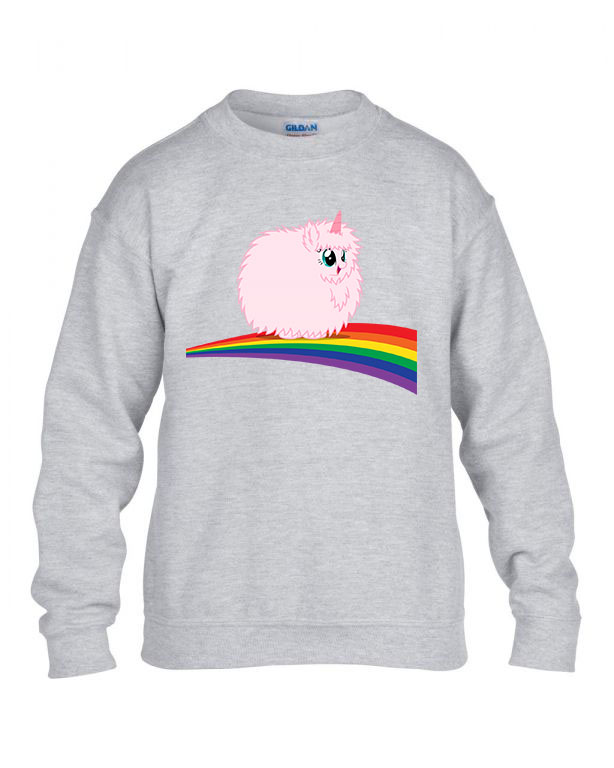 pink fluffy unicorn dancing on rainbow Sportszürke Gyerek Pulóver