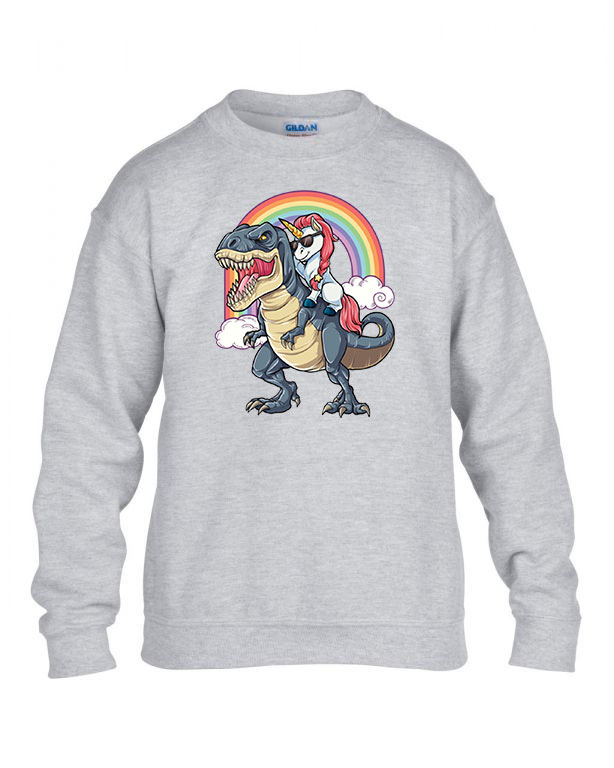 t-rex unikornis Sportszürke Gyerek Pulóver