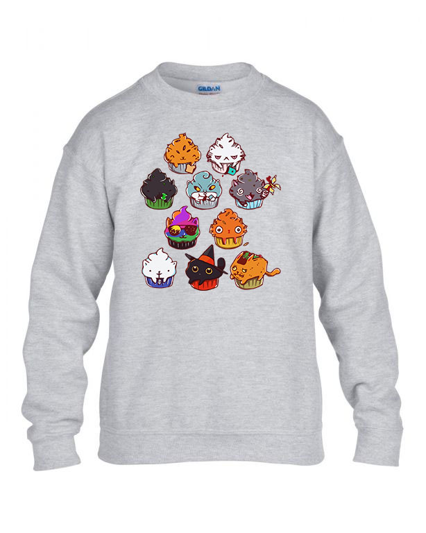 macska muffin macskás cica cicás Sportszürke Gyerek Pulóver