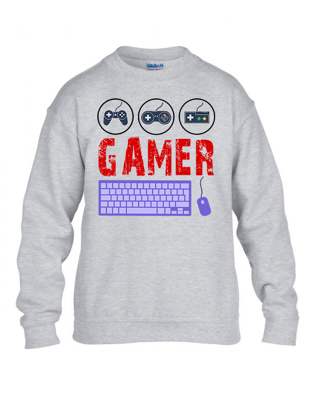 Gamer joystick Sportszürke Gyerek Pulóver