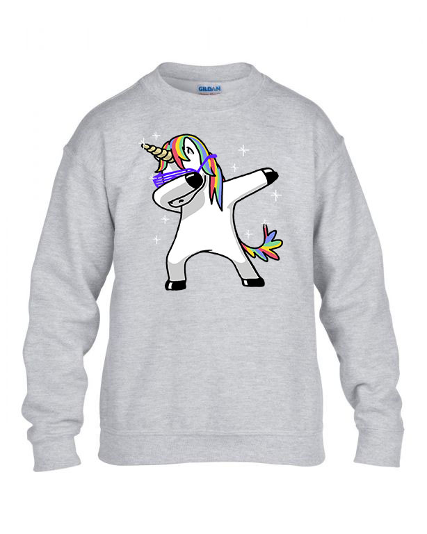 unikornis dabbing unicorn Sportszürke Gyerek Pulóver