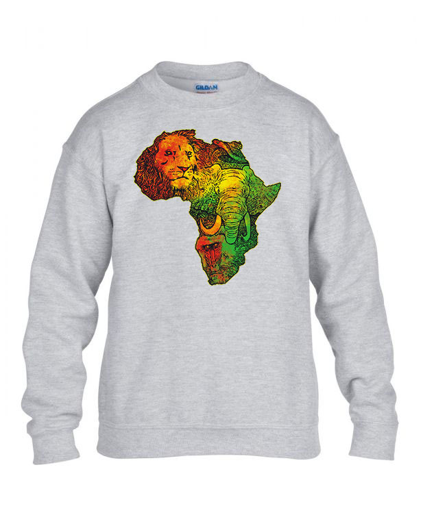 Afrika állatai elefánt oroszlán Sportszürke Gyerek Pulóver
