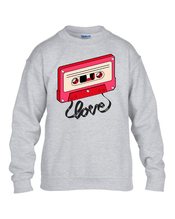 zene music kazetta love  Sportszürke Gyerek Pulóver