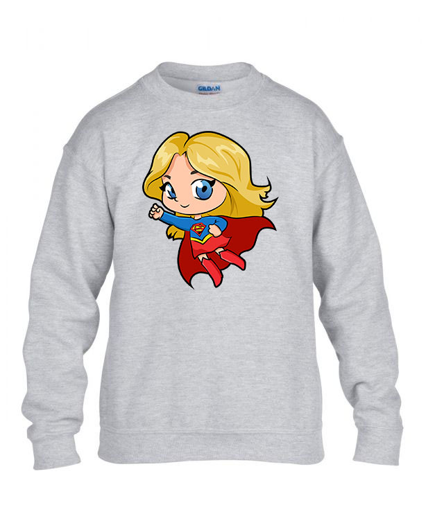 Chibi Supergirl Sportszürke Gyerek Pulóver