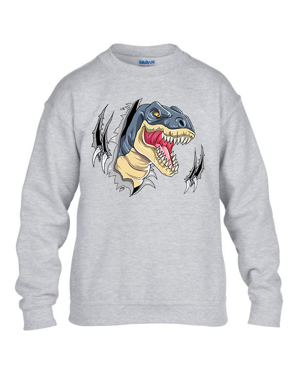 T-rex dino dinoszaurusz Sportszürke Gyerek Pulóver
