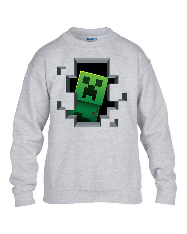 minecraft creeper Sportszürke Gyerek Pulóver