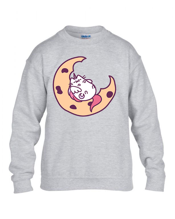 macska macskás cica cicás pusheen unikornis Sportszürke Gyerek Pulóver