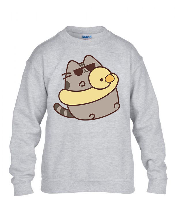 nyár nyaralás szemüveg pusheen macska macskás cica cicás Sportszürke Gyerek Pulóver