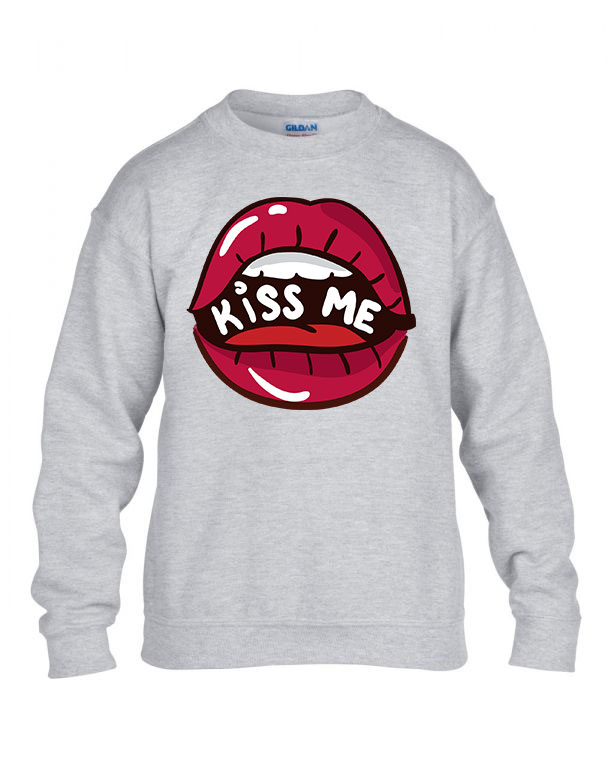 kiss me lips ajak ajkak száj Sportszürke Gyerek Pulóver