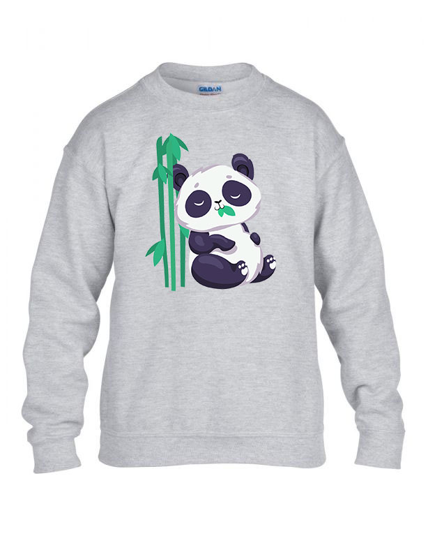 cuki panda pandás bambusz Sportszürke Gyerek Pulóver