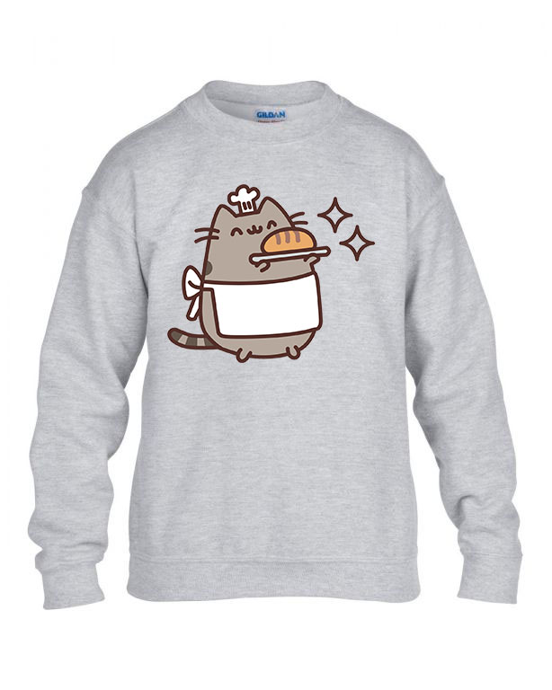 pusheen pék macska macskás cica cicás Sportszürke Gyerek Pulóver