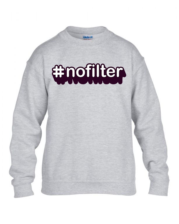 nofilter hashtag hessteg Sportszürke Gyerek Pulóver