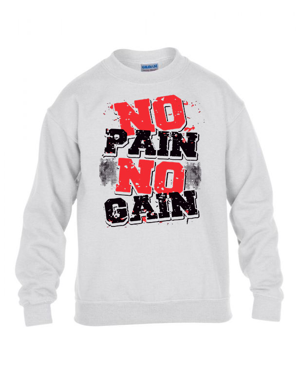 kondi kondizás no pain no gain kondis Fehér Gyerek Pulóver