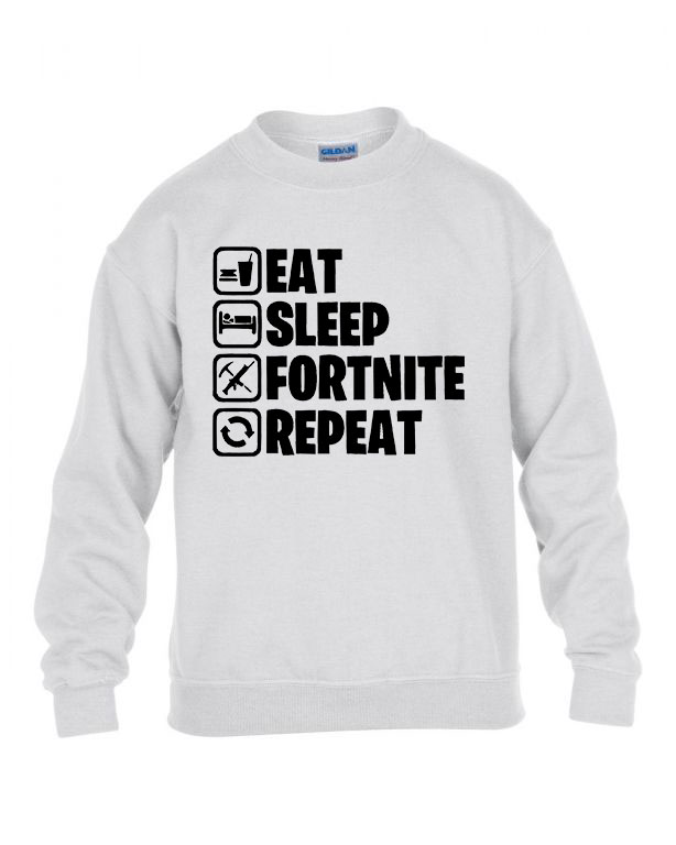 eat sleep fortnite repeat Fehér Gyerek Pulóver