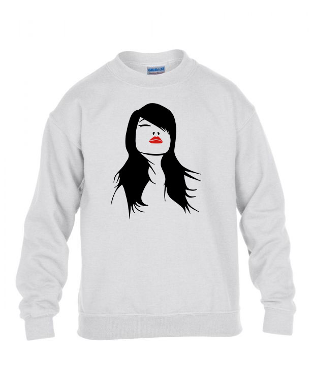 fekete haj rúzs red lips Fehér Gyerek Pulóver