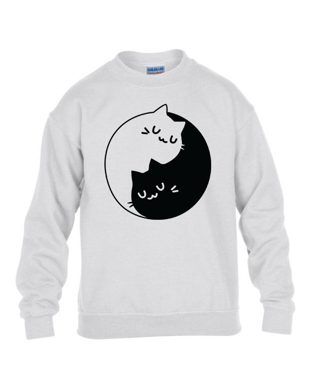 yin yang cica macska macskás macskák Fehér Gyerek Pulóver