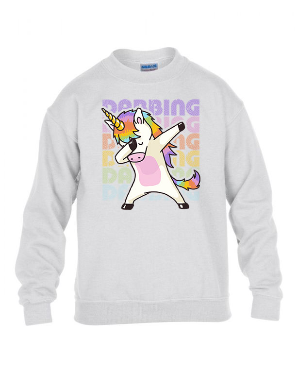 dabbing unikornis unicorn Fehér Gyerek Pulóver