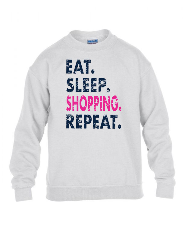 eat sleep shopping shoppingolás Fehér Gyerek Pulóver