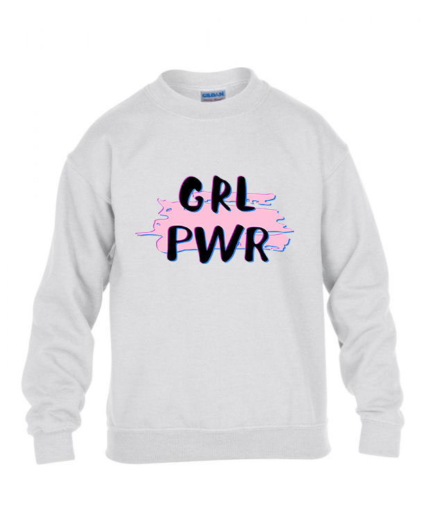 girl power grl pwr Fehér Gyerek Pulóver