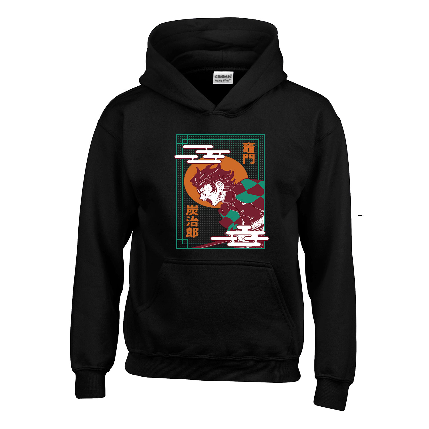 demon slayer tanjiro Fekete Gyerek Kapucnis Pulóver