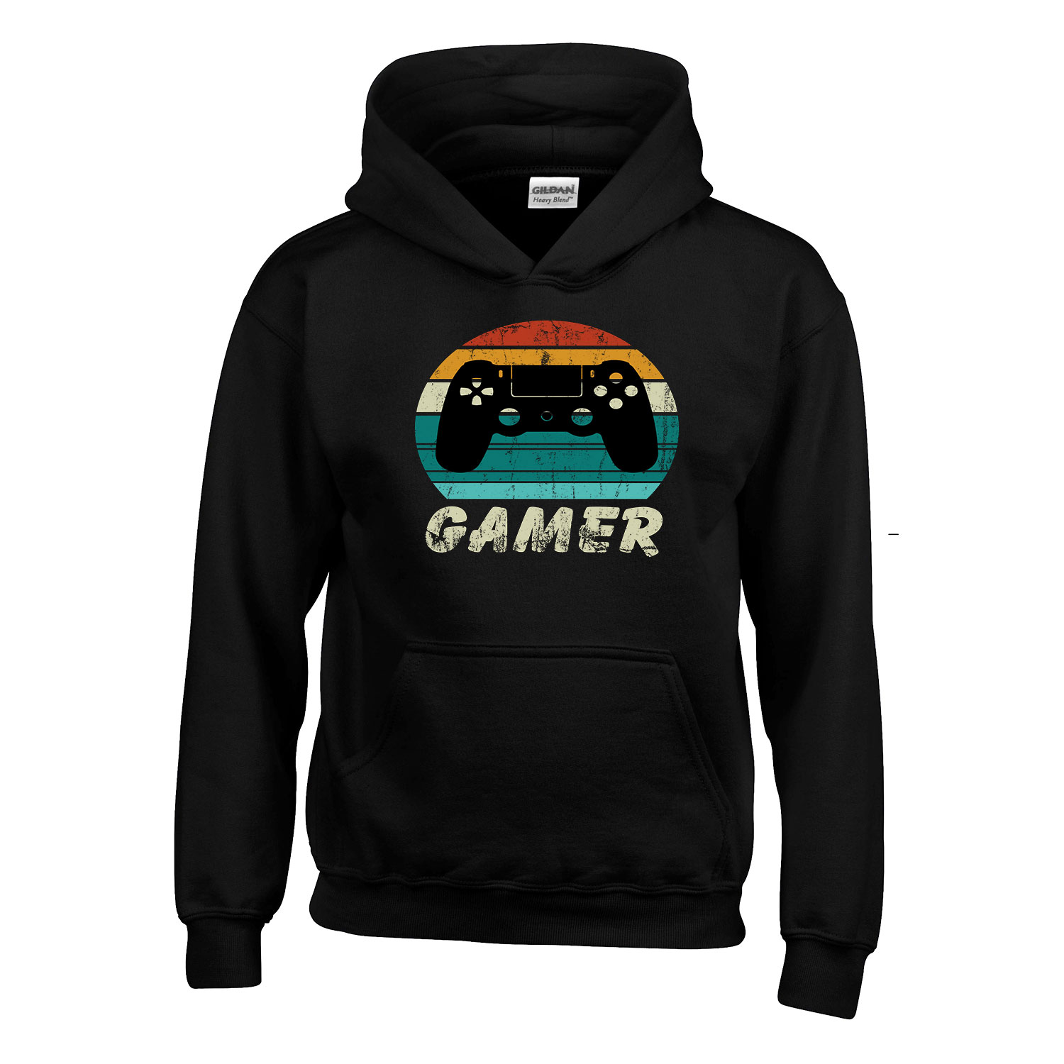 gamer Fekete Gyerek Kapucnis Pulóver