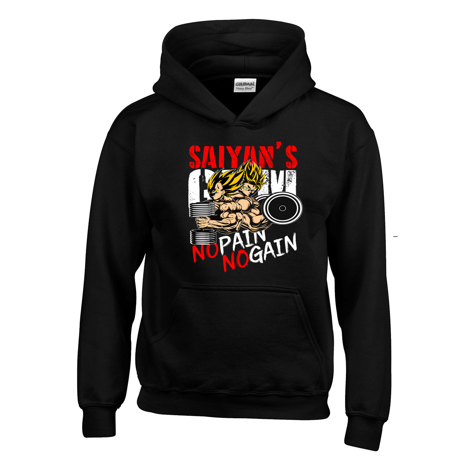kondi edzés gym no pain no gain son goku vegeta Fekete Gyerek Kapucnis Pulóver