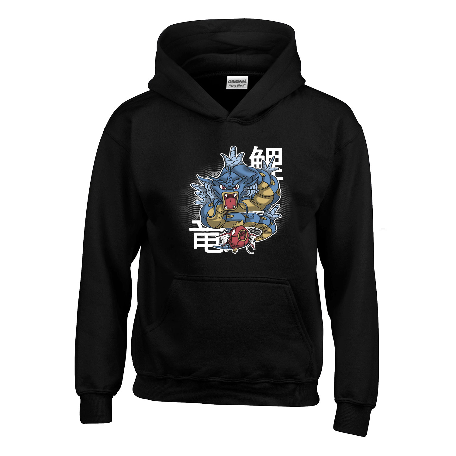 pokermon gyarados magicarp Fekete Gyerek Kapucnis Pulóver