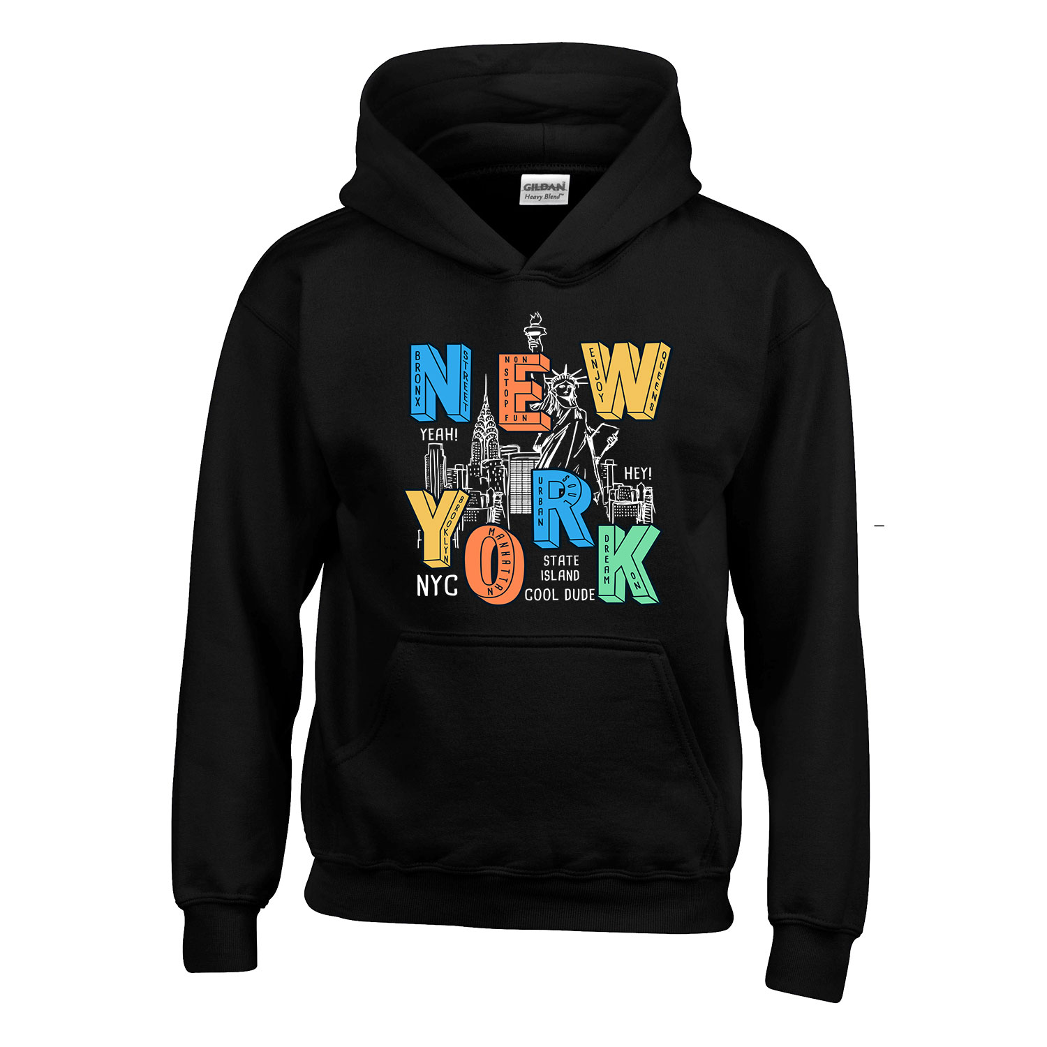 new york usa nyc Fekete Gyerek Kapucnis Pulóver