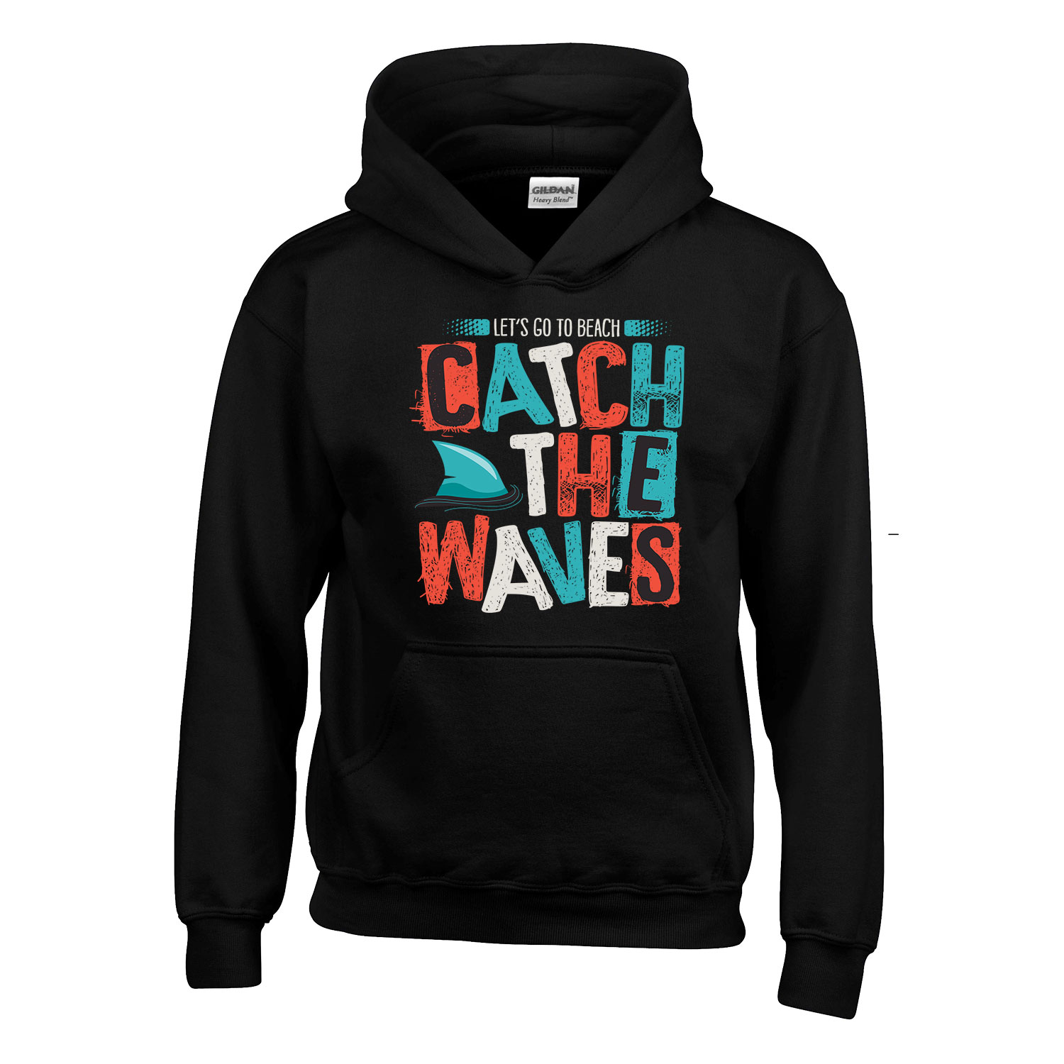 nyár hullámok beach part waves Fekete Gyerek Kapucnis Pulóver