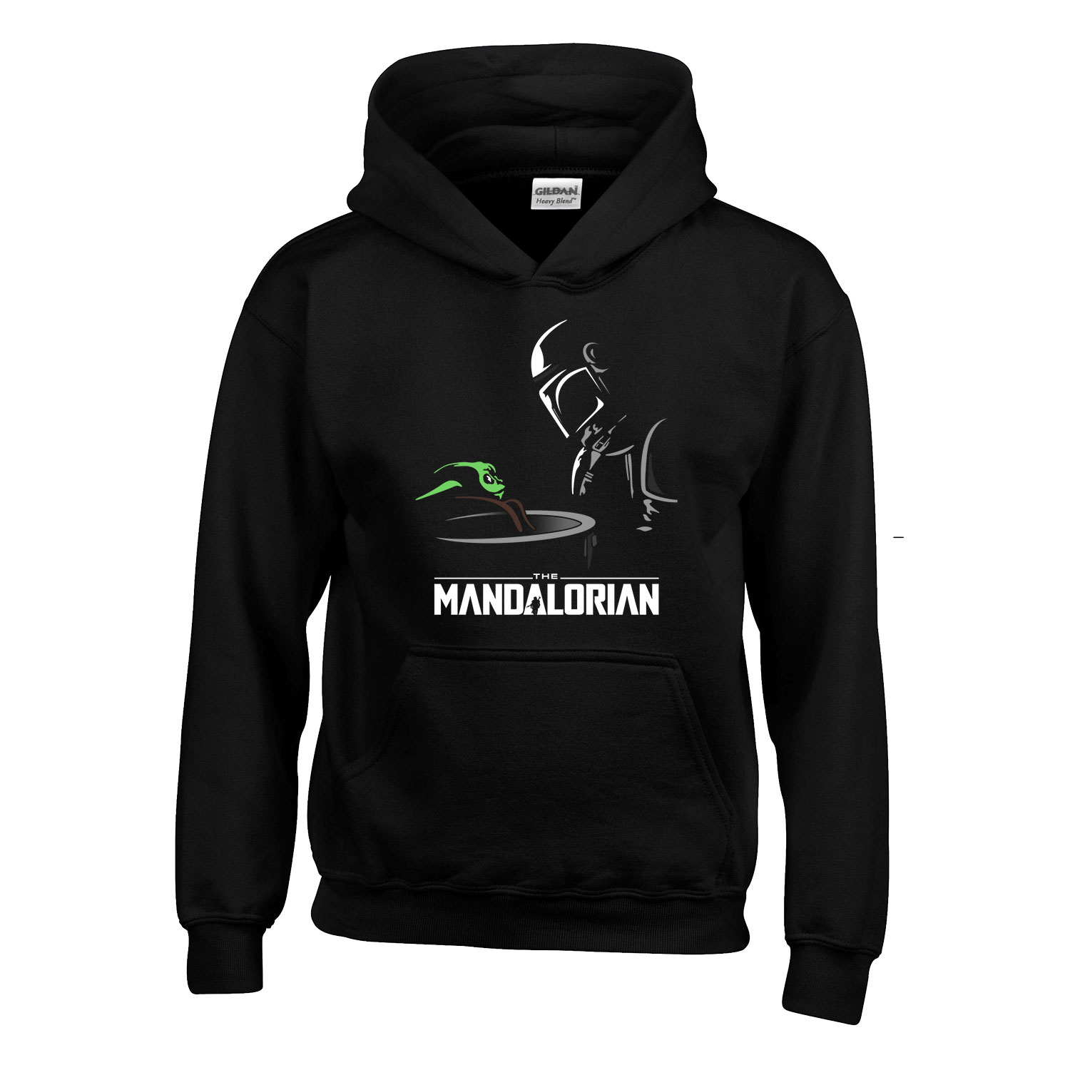 a mandalorian baba yoda baby yoda Fekete Gyerek Kapucnis Pulóver