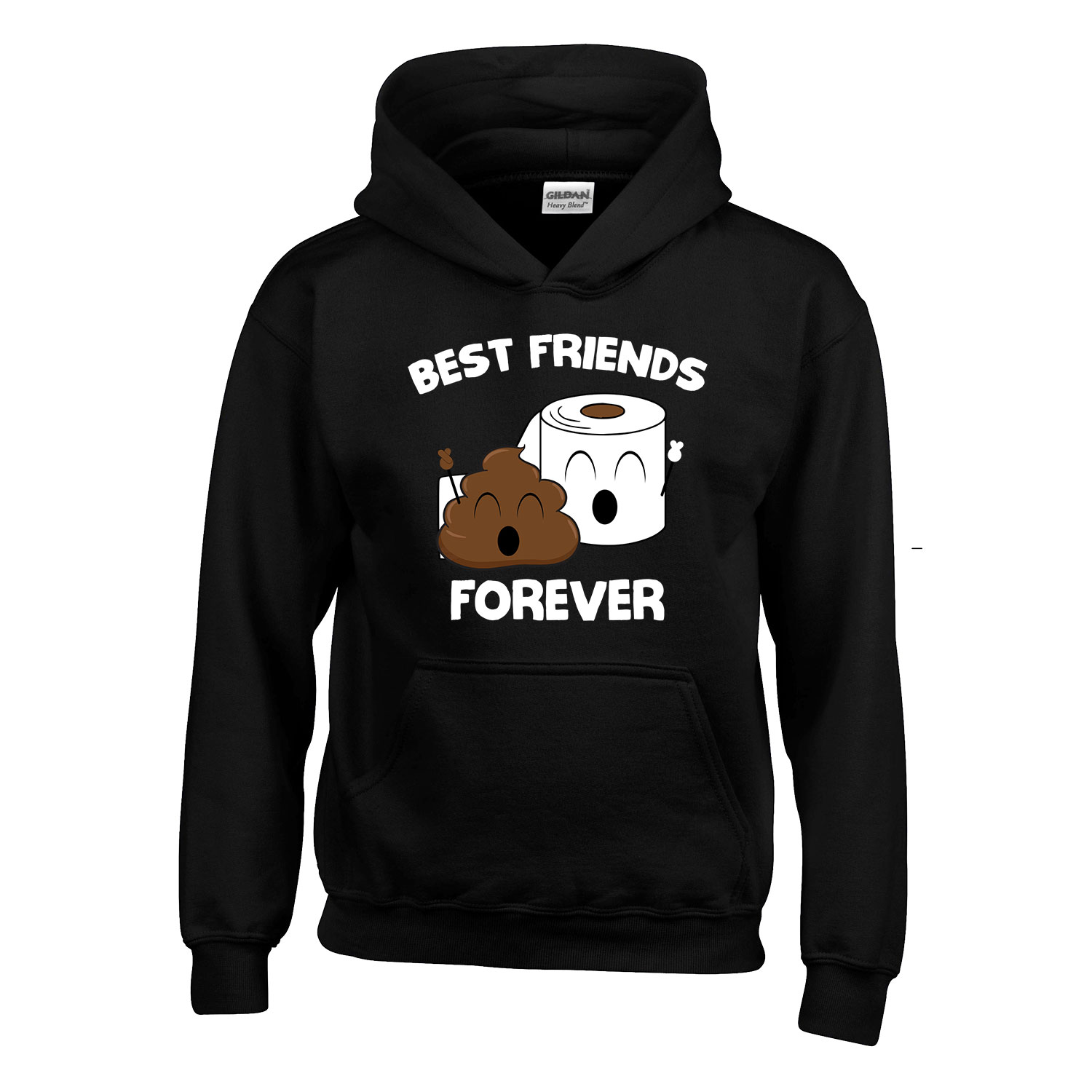 bff best friends kaki kaka wc papír Fekete Gyerek Kapucnis Pulóver