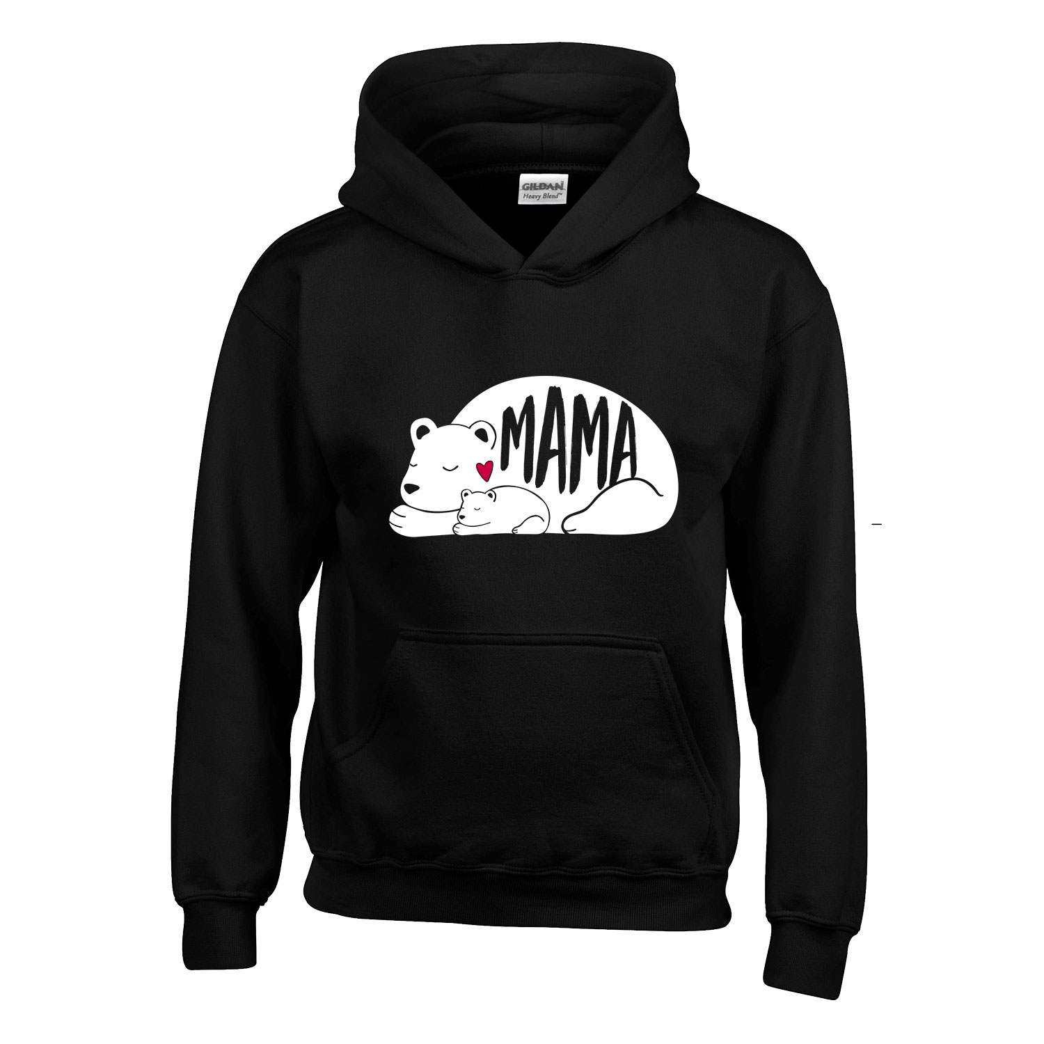 anyák napja mama anya mama bear medve Fekete Gyerek Kapucnis Pulóver