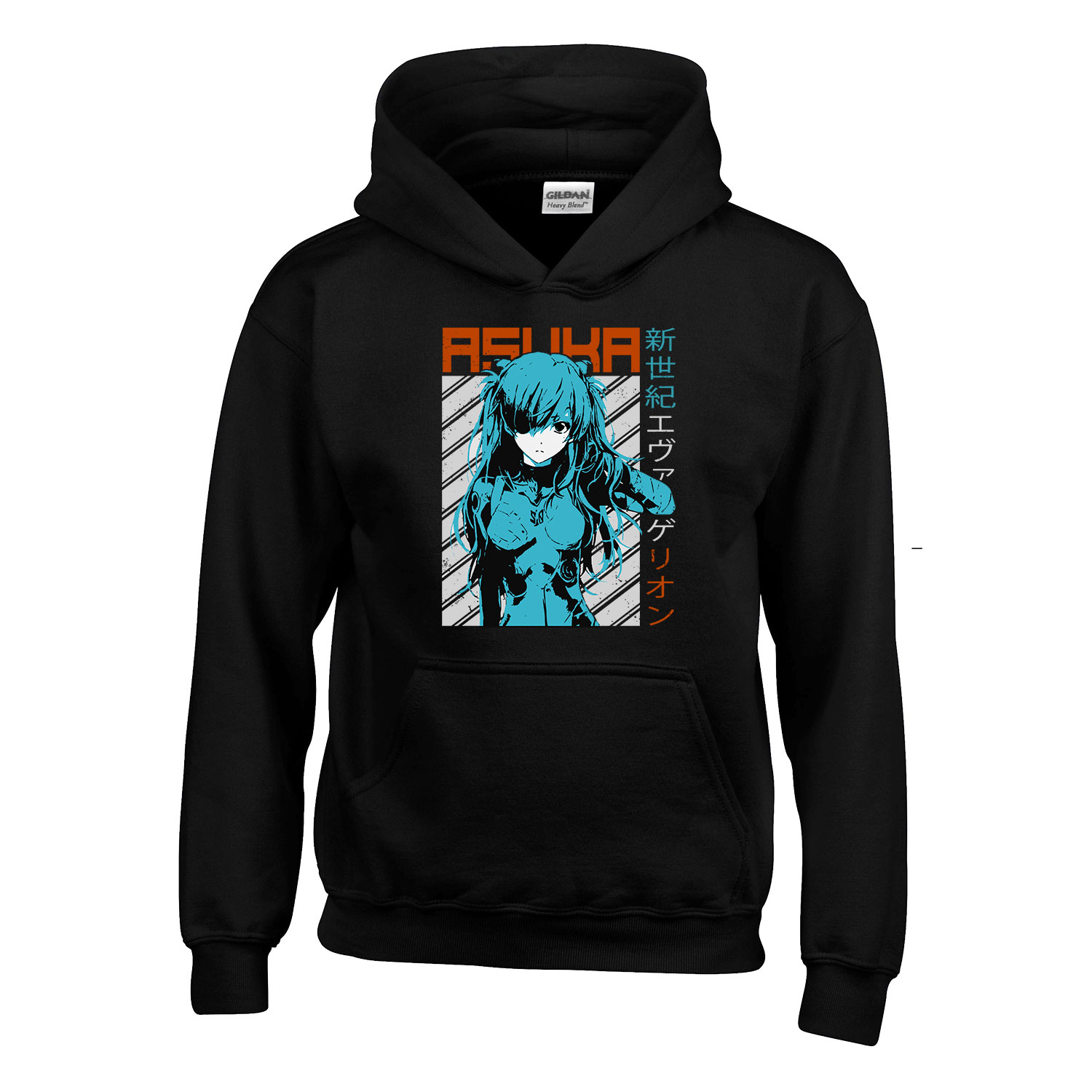 evangelion Fekete Gyerek Kapucnis Pulóver