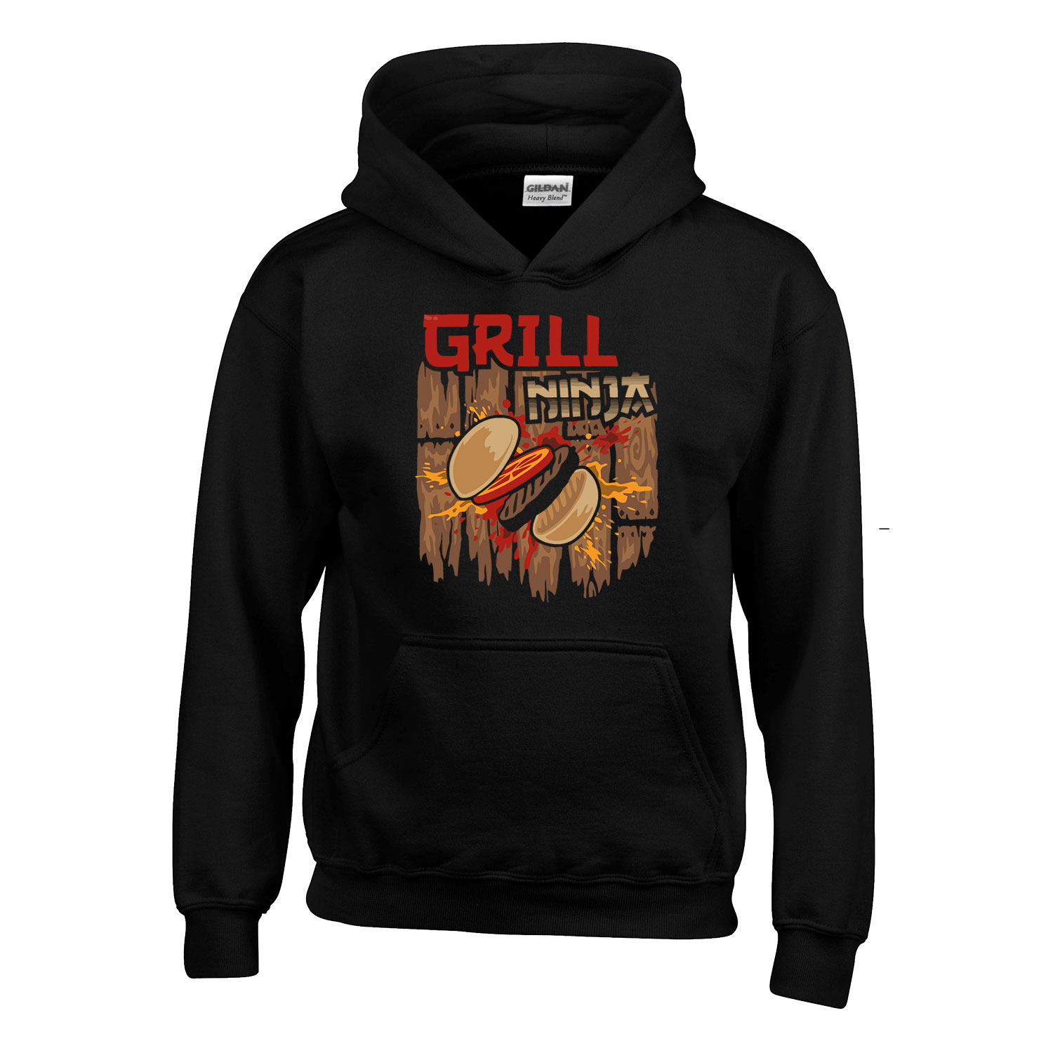 grill grillezés humor Fekete Gyerek Kapucnis Pulóver
