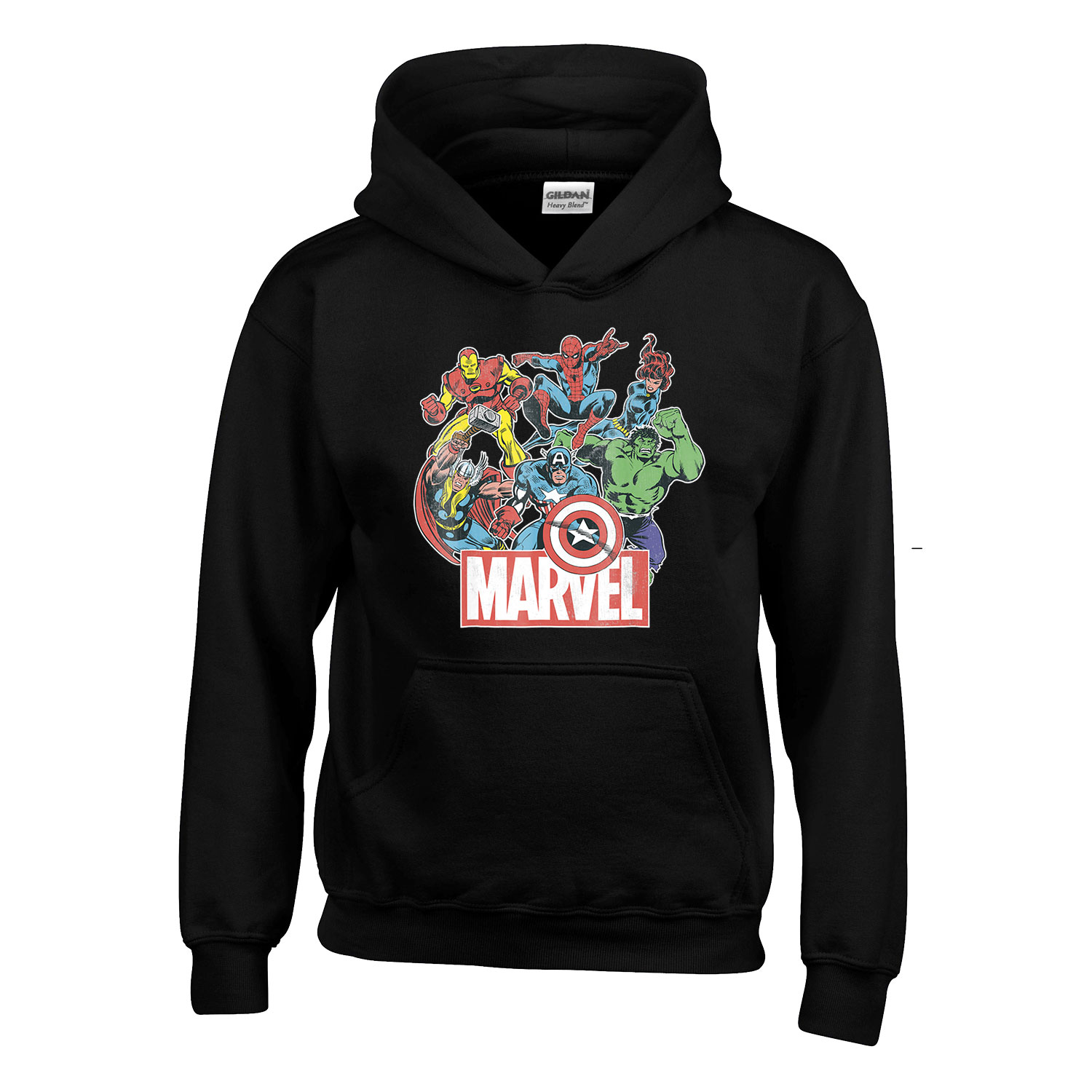 marvel avengers bosszúállók vasember thor pókember Fekete Gyerek Kapucnis Pulóver
