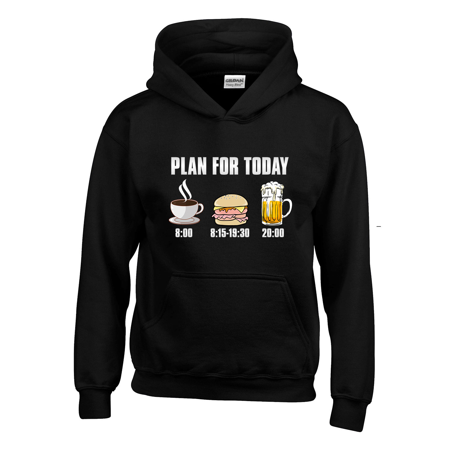 kávé sör hamburger plan Fekete Gyerek Kapucnis Pulóver