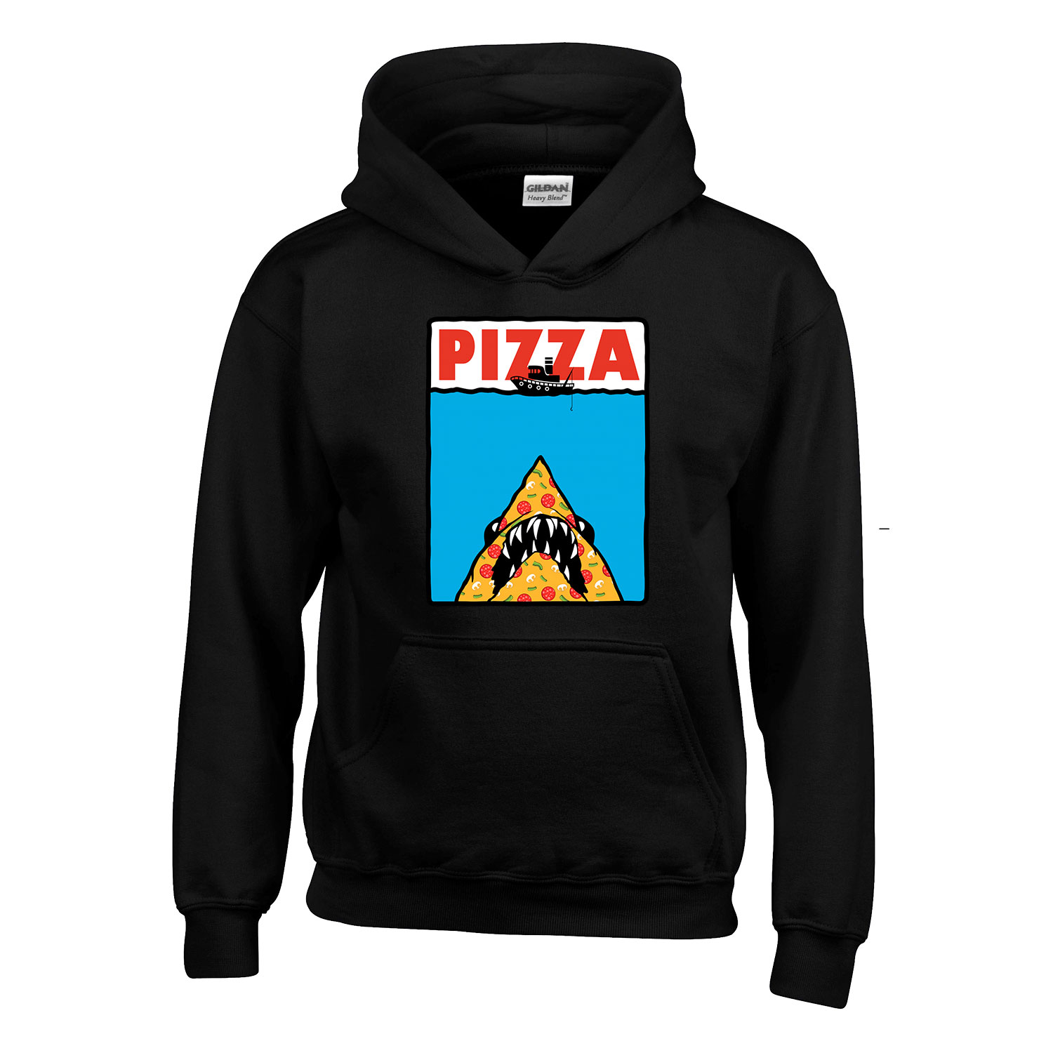 pizza pizza shark cápa Fekete Gyerek Kapucnis Pulóver