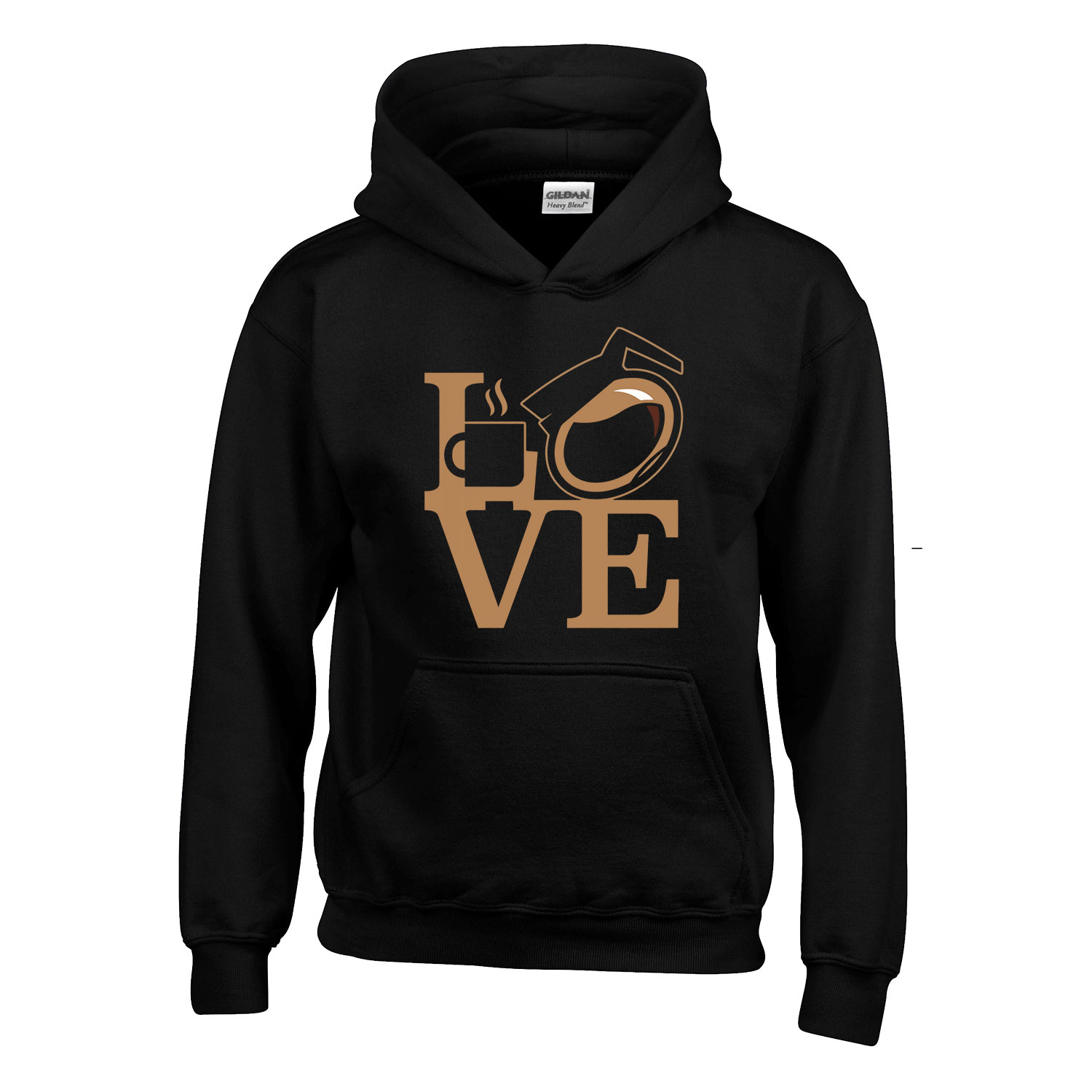 coffee love kávé  Fekete Gyerek Kapucnis Pulóver