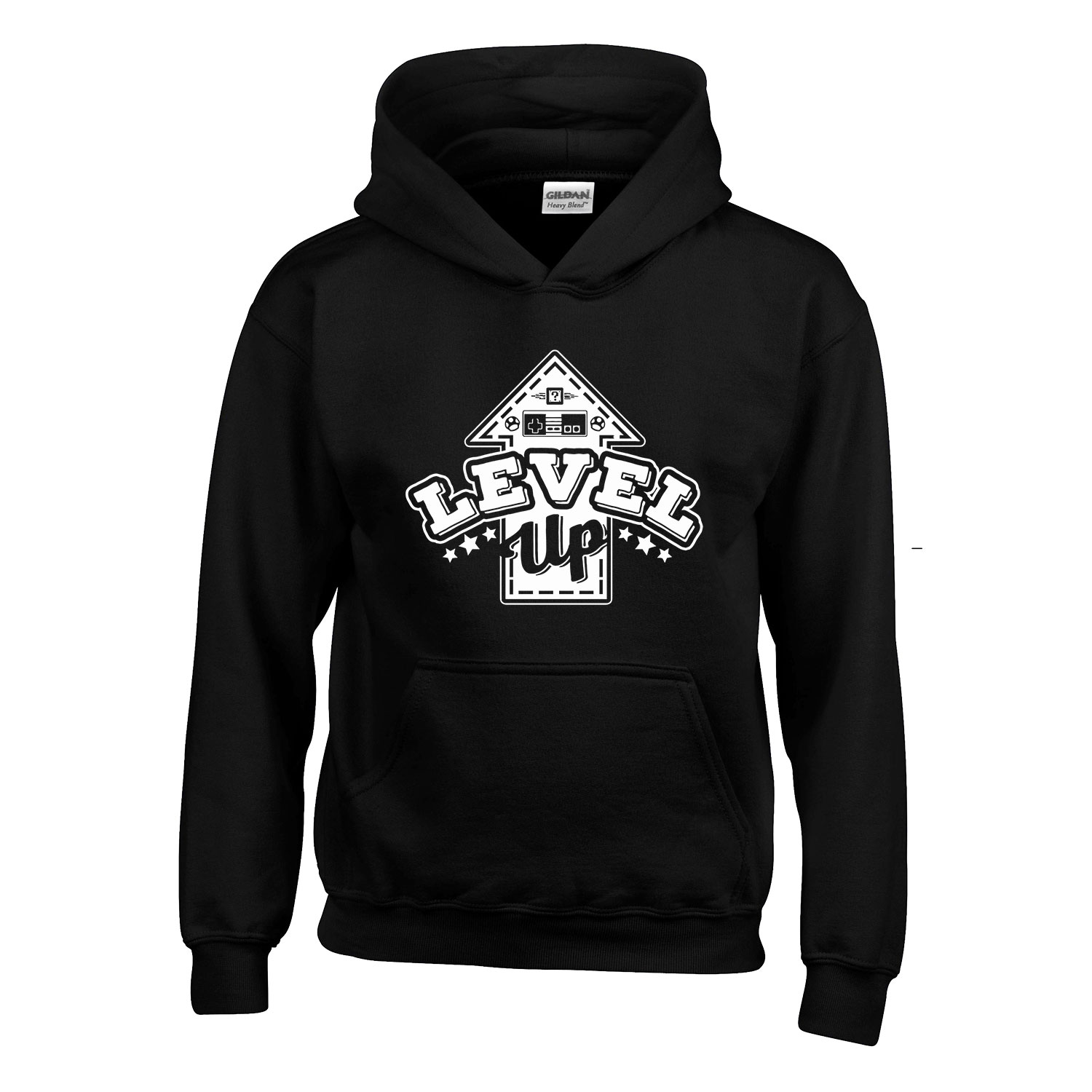 gamer level up Fekete Gyerek Kapucnis Pulóver