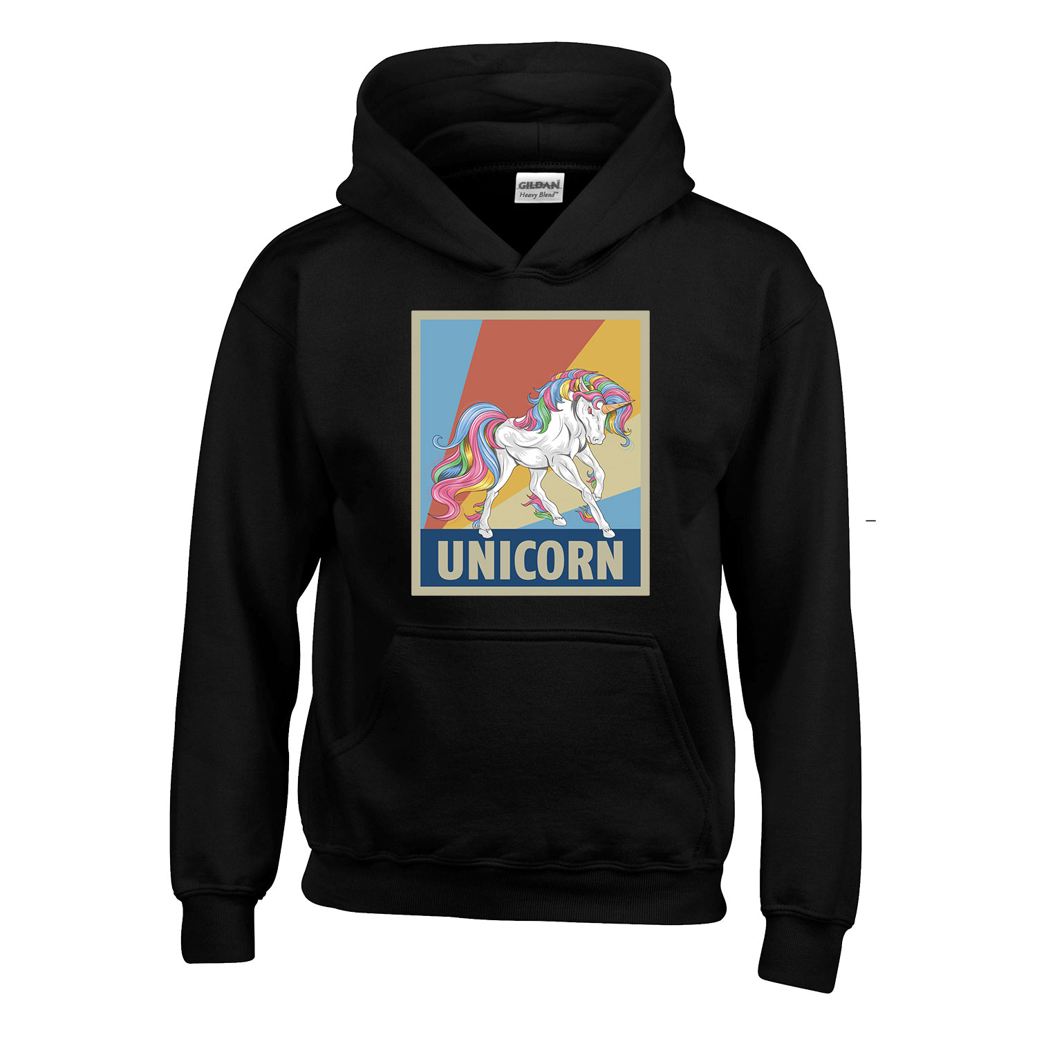 unikornis unicorn Fekete Gyerek Kapucnis Pulóver