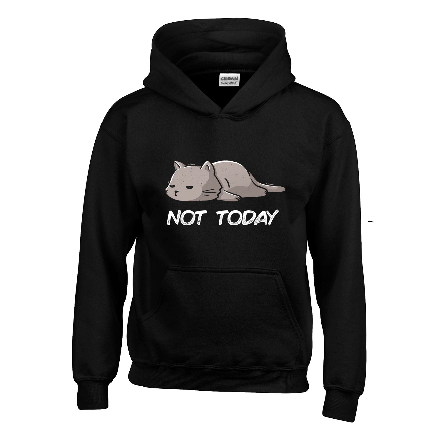 not today alvós cica cicás macska macskás Fekete Gyerek Kapucnis Pulóver