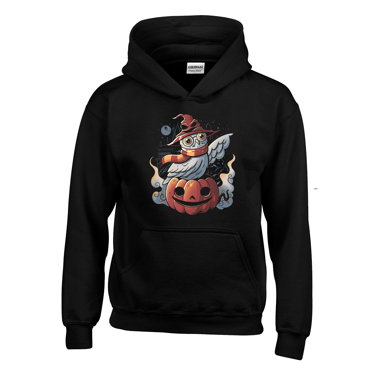 halloween hedvig bagoly Fekete Gyerek Kapucnis Pulóver
