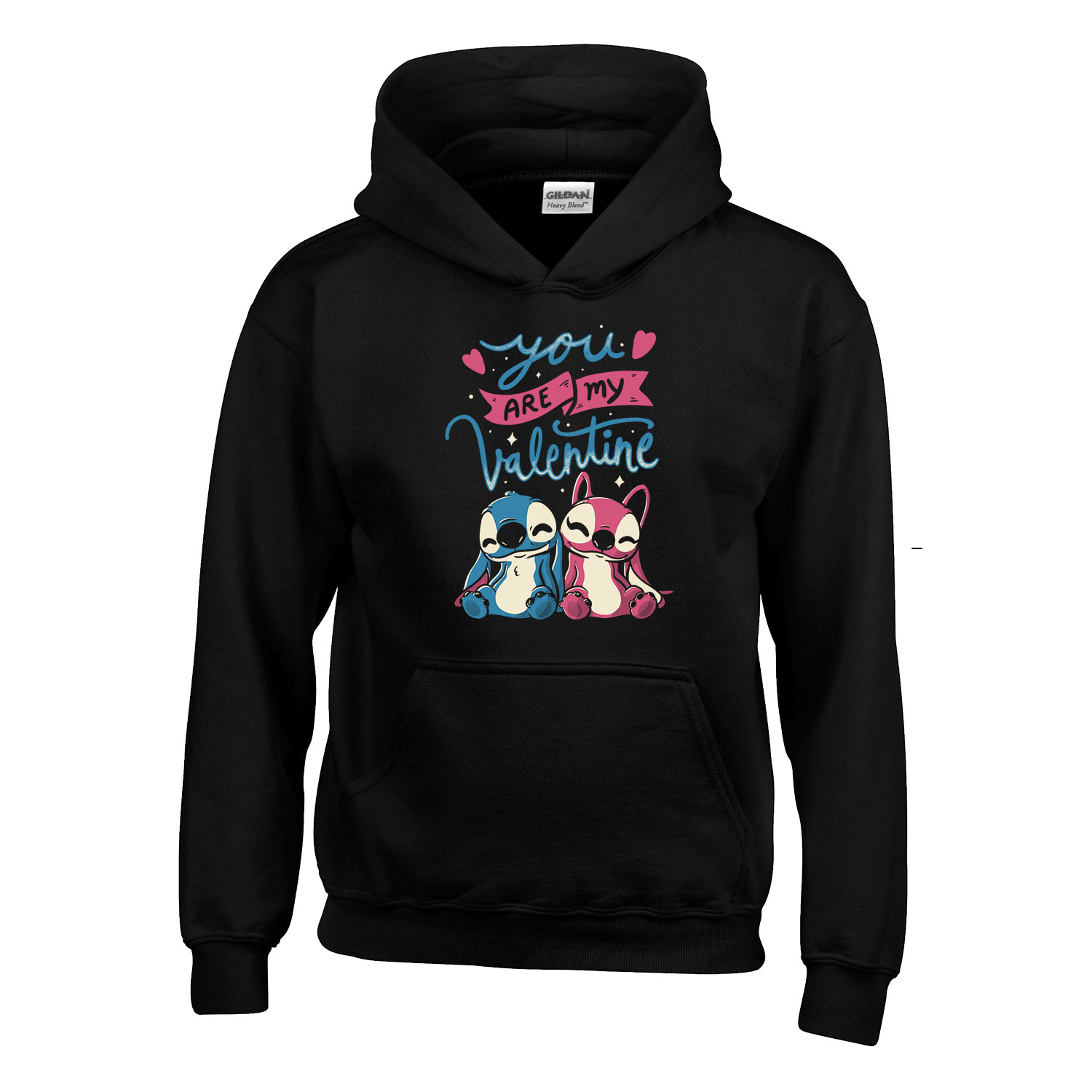 stitch valentin nap Fekete Gyerek Kapucnis Pulóver